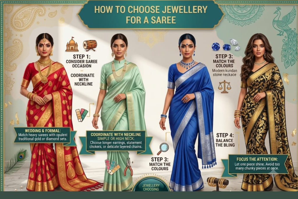 How to choose jewellery for a saree