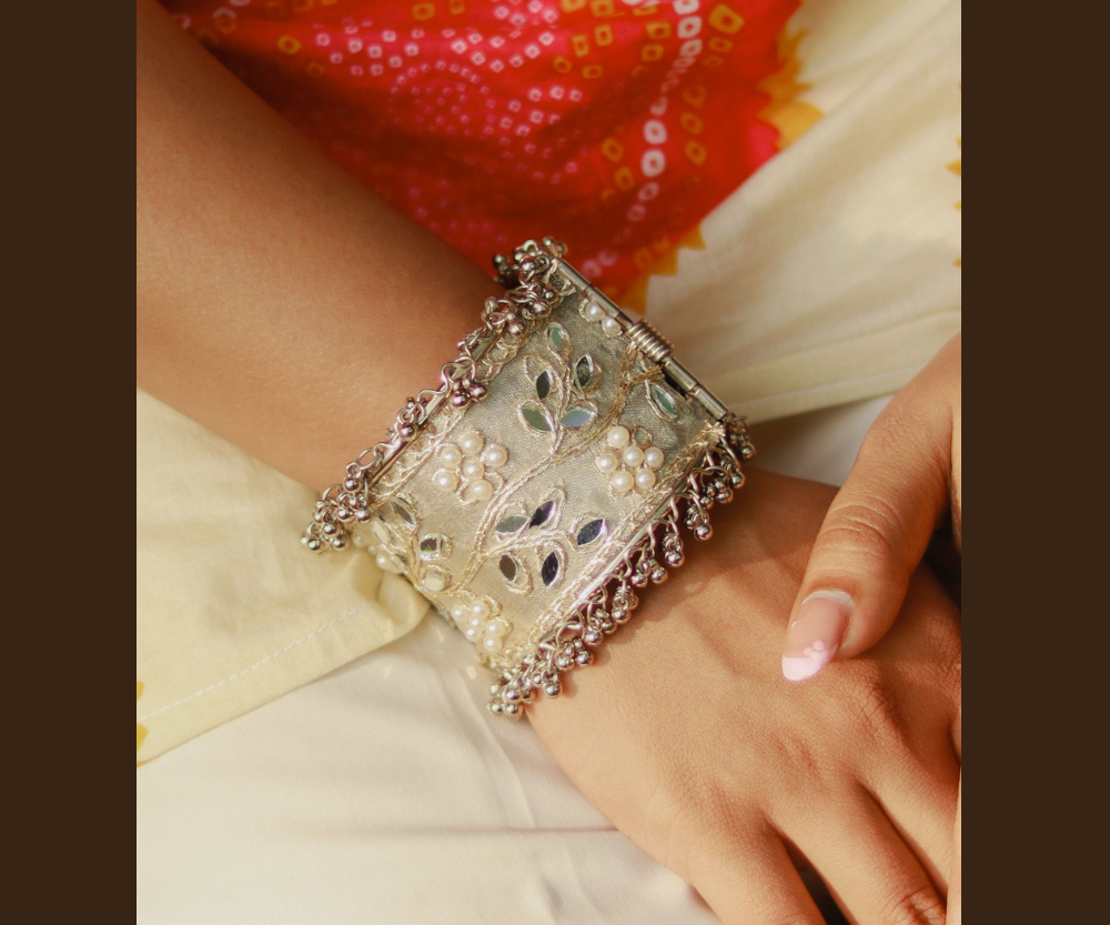 Oxidised Floral Statement Bangle