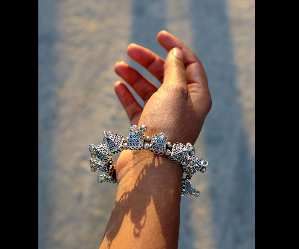 Oxidised Bell Design Bangle