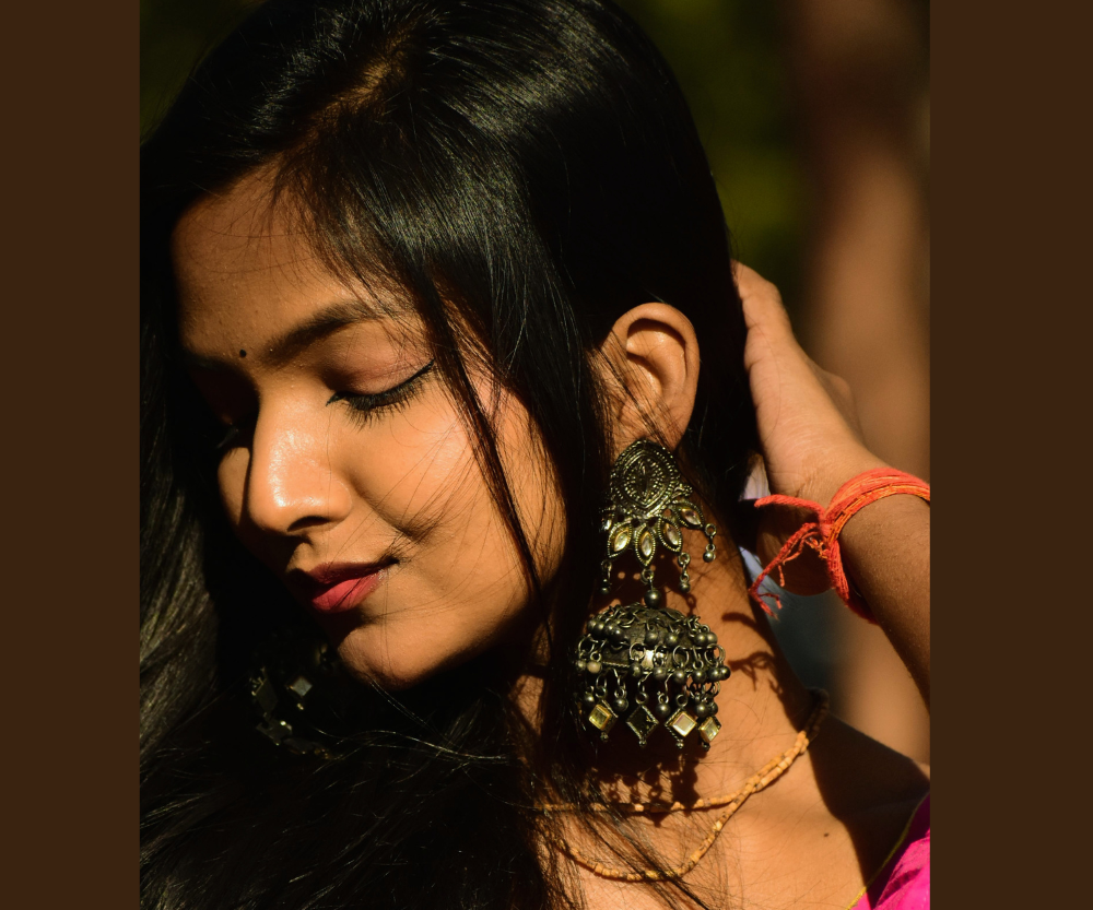 Oxidised Jhumka Earrings