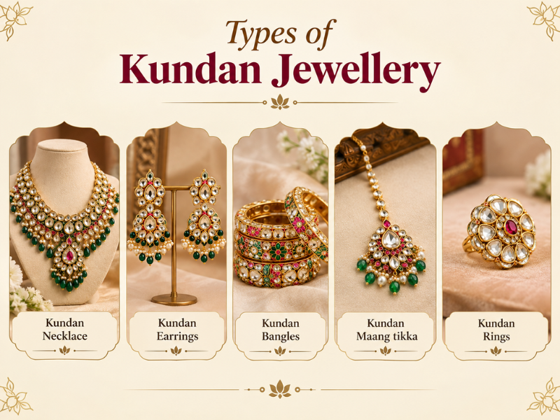 The differences of necklace, maang tikka, bangles, ring 