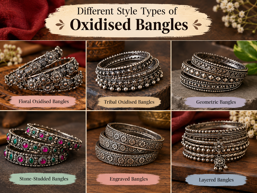 Oxidised bangles are available in many styles, making it easy for women to choose something that matches their personal taste.
